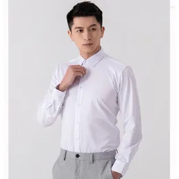 Men's Dress Shirts Grey Elastic Wrinkle Resistant Long Sleeved Shirt For All Seasons FS2105 Business Casual Slim Fit Top Inch