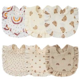 Bibs Burp Cloths Baby bib Burp Cloths lace bib soft cotton adjustable bib Korean baby feeding bib rainbow Saliva towel d240513