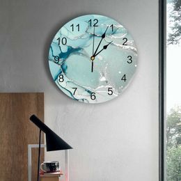 Wall Clocks Marble Texture Green Wall Clocks Silent Living Room Decoration Round Wall Clock Home Bedroom Kitchen Wall Decor Clocks