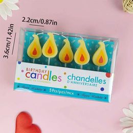 5Pcs Candles Yellow Flame Cake Candle Retro Cartoon Flame Candle Birthday Candle Internet Celebrity Christmas Decoration