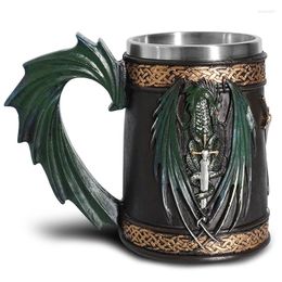 Mugs 2024 Viking Pirate Beer Mug 600ml Stainless Steel Water Cups Resin Coffee Craft Ornaments For Home Decor Christmas Gifts