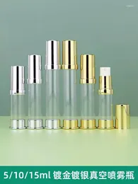 Storage Bottles 5ml 10ml 15ml Empty Cosmetic Toner Spray Bottle Gold Perfume Airless Travel Silver Mist Sprayer Vacuum