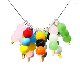 Decorative Figurines 2pcs Cute Mini Japanese Tricolor Rice Balls Charm Glass Pendant Glutinous String Ornaments Women Jewelry Making