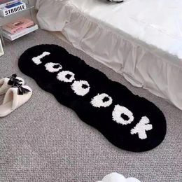 Carpets Nordic Black White Letters Rug Tufting Bedroom Mat Living Room Carpet Floor Tidy Foot Pad Bedside Doormat Home Decor 40x120cm