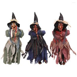 Party Decoration Halloween Flying Witch Trickery Prop Voice Touch Control Haunted Indoor Outdoor Bar Festival Decor Hanging Ghost Ornament