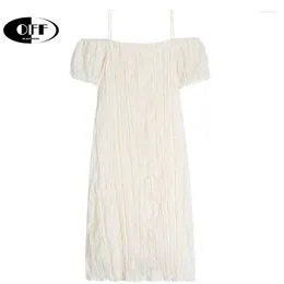 Party Dresses OFF Holiday Beige Solid Loose Midi Birthday Dress For Women Beach Elegant Spaghetti Strap Backless Romantic Ladies Robe