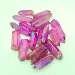 Decorative Figurines Pink Titanium Rainbow Aura Quartz Crystals Specimen Natural Stones And Points Fountain Home Decoration For Gift