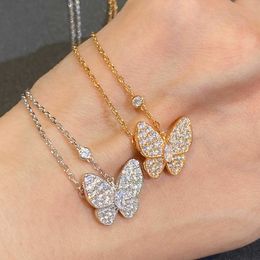 Designer Necklace Vanca Luxury Gold Chain S925 Silver High Version Full Diamond Butterfly Necklace for Womens Collarbone Chain Luxury High-end Feeling Gift
