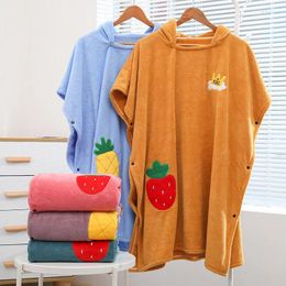 Towel Large Strawberry Hooded BathrobeToweling Terry Robe Unisex Lovers Soft Bath Women Nightrobe Sleepwear Home Bathrobe90 180cm