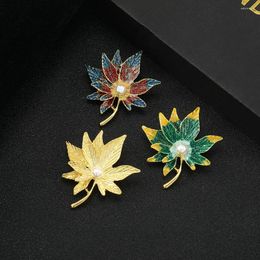 Brooches Exquisite Enamelled Pearl Brooch Business Suit Double Coloured Badge Pin For Women Girl Jewellery Accessory