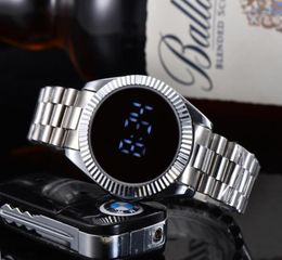 Fashion Watches Men Touch sn Led Digital Display style Metal steel band Electronic Wrist Watch X1036176783
