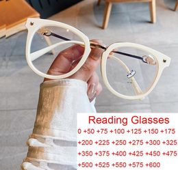 Sunglasses Elegant White Oversized Round Reading Glasses Frame Fashion Large Clear Lens Presbyopia Eyeglasses TR90 Blue Light 20223085430