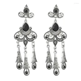 Dangle Earrings Vintage Gemstone Drop For Women Party Prom Long Black Crystal Dance Performance Lady Ear Accessories Gift