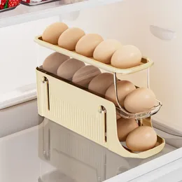 Kitchen Storage Egg Box Rack Holder Automatic Scrolling Dispenser Fresh Preservation For Fridge Organiser