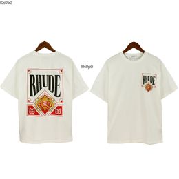 Rhude designer T-shirt, pure cotton, fashionable and luxurious men and womens couple T-shirt, heart-shaped pattern printed clothing, street casual haikyuu T-shirt 2721