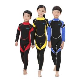 2.5MM Neoprene Wetsuits Kids Swimwears Diving Suits Long Sleeves Boys Girls Surfing Children Rash Guards Snorkel One Pieces 240507
