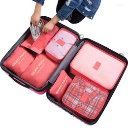 Storage Bags 7pcs/set Travel Bag Waterproof Clothing Shoe Organiser Suitcase Clothes Packing Sorting Luggage Tidy Container Suit