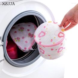 Laundry Bags XZJJA 1PCS Polyester Printing Bag Underwear Bra Socks Washing Pouch Machine Mesh Zipper Protector Net Case