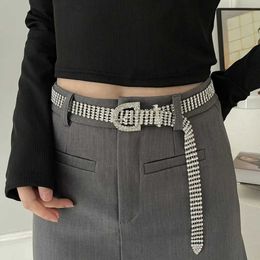 Waist Chain Belts Dresses adorned with crystal waist chain fully matched belly strap Rhinestone belt jeans Trouser decoration gold Korean Q240511