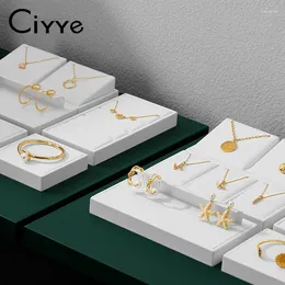 Decorative Plates Ciyye Green Jewelry Display Props Tray Pendant Necklace Stand PU Leather Ring Bracelet Earrings Jade Show Set