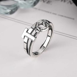 S925 Sterling Silver Korean East Gate T-shaped ring Japanese and Korean style light luxury cold wind food ring female