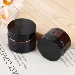 Storage Bottles 5ML-50ML Dark Brown Refillable Bottle Portable Glass Split Circular Tea Face Cream Travel Container