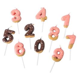 5Pcs Candles Sweet Chocolate Biscuits Happy Birthday Number Cake Candles 0 1 2 3 4 5 6 7 8 9 Topper Kids Girl Boy Baby Party Supplies Decor