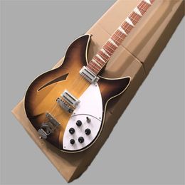 Stock 36012 string jazz electric guitar, vs Paint, red sandalwood tuning fork, water drop hole, empty guitar half core, custom