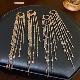 Dangle Earrings Minimalist Long Tassel Ear Line Drop Women Fashion Rhinestone Gold Colour Chain Hanging Earings Jewellery
