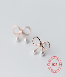 whole stud earrings high quality 925 sterling silver 14k gold earring white pearl bowknot rosette lady women chinese earring 6162065