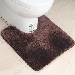 Bath Mats Plush Toilet Floor Bathroom Door Absorbent Non-Slip Carpet U-Shaped Rugs Durable Foot Pads Rectangle Solid Colour