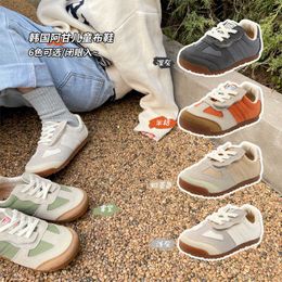 Sneakers TS2023 Spring and Autumn New Childrens Canvas Shoes Korean Edition Soft Sole Boys Girls Forrest Gump Baby German Training 1207 H240513
