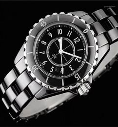 Classic Mens Women Ceramic Quartz Ladies Watch White Black Number Dial Genuine Ceramica Bracelet Wristwatch Wristwatches7997917