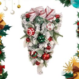 Decorative Flowers Teardrop Swag Wreath PVC Christmas Decorations Pendant For Holiday Wall Front Door Hanging