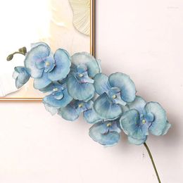 Decorative Flowers Women Party Silk Flower Artificial Butterfly Orchid Simulated Real Touch 8-Heads Bouquet DIY Home Decoration