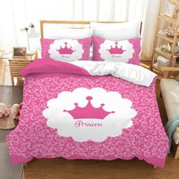 Bedding Sets Princess Style Duvet Cover Nordic Bed Shiny Lips Comforter Set King Size Quilt Pink Crown Girls Bedroom