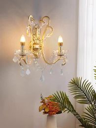 Wall Lamp Luxury Crystal Bedroom Bedside Candle Lights Corridor Stairway Hallway Kitchen Background Decoration Sconces Gold