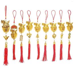 Decorative Flowers 9 Pcs Year Hanging Decors Decorations Spring Festival Pot Door Home Wall Ornament Festive Chinese Dragon Car Pendant