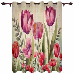 Curtain Flower Tulip Leaf Modern Curtains For Living Room Home Decoration El Drapes Bedroom Fancy Window Treatments