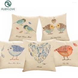Pillow 45x45cm Square Case A Pair Of Birds Cotton Linen Pillowcase For Bedroom Chair Seat Throw Cover