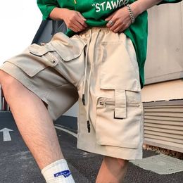 HOUZHOU Khaki Cargo Shorts Men Summer Beach Loose Casual Work Trousers Male Big Size Black Outdoor Shorts Pants Breathable 240513