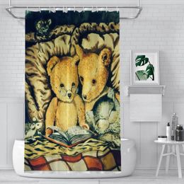 Shower Curtains Teddy Bear Watercolor Wild Animal Waterproof Fabric Creative Bathroom Decor With Hooks Home Accessories