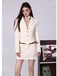 Work Dresses Women's Blazer Suits Autumn Set Single-Breasted Blazers Tops A-Line Belt Skirt Casual Office Chic Spicy Girl Outfit