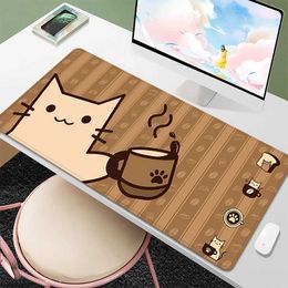 Pads Wrist Rests Kawaii coffee cat game console accessories lock edge laptop office desk rubber game J240510