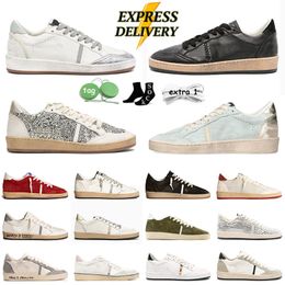 Wholesale Low OG Original Ball Star Handmade Suede Leather Platform Designer Shoes Upper Vintage Silver Womens Mens Italy Brand Gold Glitter Sneakers Trainers