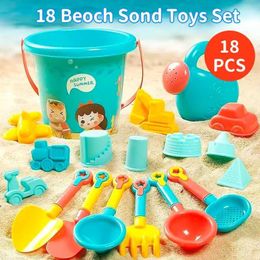 Sand Play Water Fun 18 piece beach toy set for children summer sand digging plastic bucket shovel beach water game toys for children water game toolsL2405