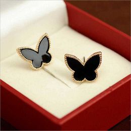 Lovers exclusive vanlycle Valentines earrings New style fashion Rose Gold Butterfly White Earrings with common vanly