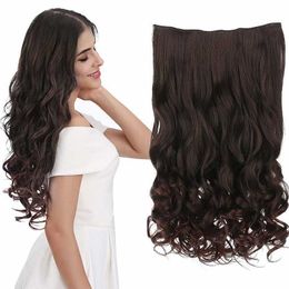 One piece curly hair medium length curly hair with large wave clips synthetic Fibre wigs
