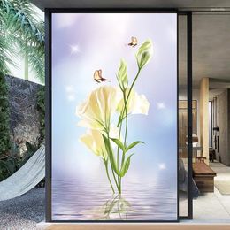 Window Stickers Static Pure Matte Film Bathroom Light Transmission Opaque Anti-peeping Bedroom Dining Room Glass Sticker Tulips