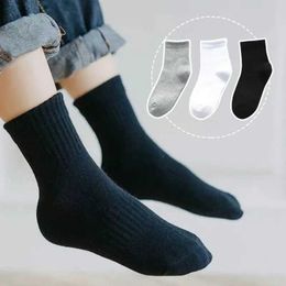 Kids Socks 10pairls/Lot Children White Black Pure Socks for Girls Kids School Socks Soft Breathable Warm Cotton Socks d240528